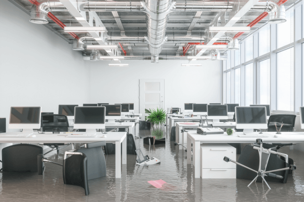 commercial water damage in flooded office