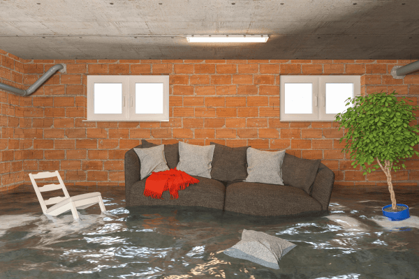 flooded basement in a flooded house