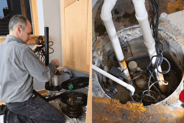 plumber installing sump pump