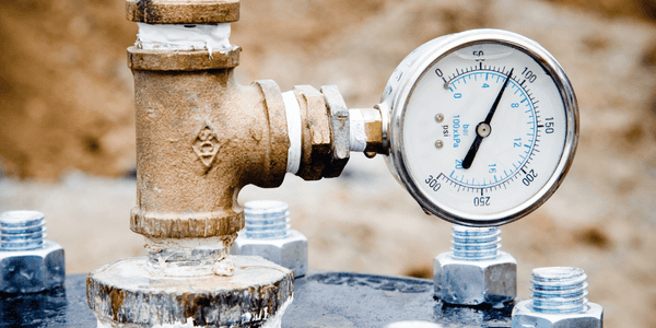 low water pressure gauge shows sign of damaged water line