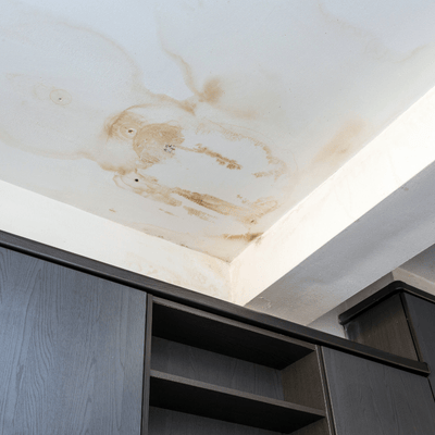 Roof leakage, water dameged ceiling roof and stain on ceiling